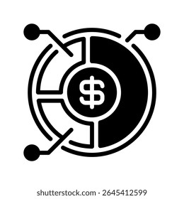 Symbol für Anlagenzuweisungszeile, Kontursymbol für Portfolioausgleich, Anlagestrategie, Finanzplanung, Risikokontrolle und Vermögensverteilung. Vektorsymbol.