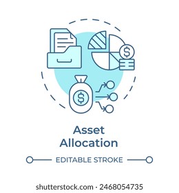Asset allocation soft blue concept icon. Investment plan, financial strategy. Round shape line illustration. Abstract idea. Graphic design. Easy to use in infographic, presentation