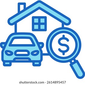 Asset Appraisal Icon Blue Vector Illustration