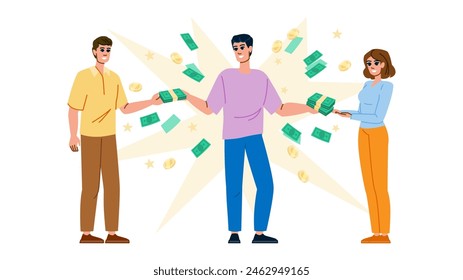 asset benefits administration  vector.  compensation finance, human system, management operation asset benefits administration character. people flat cartoon illustration