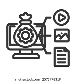 Asset Categorization Outline Icon Vector Illustration