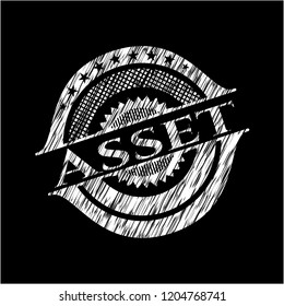 Asset chalk emblem written on a blackboard