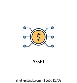 Asset concept 2 colored line icon. Simple yellow and blue element illustration. Asset concept outline symbol design from Accounting set