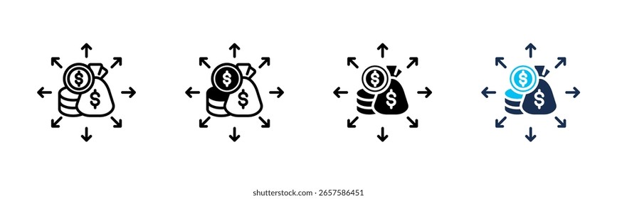 Ícone Expansão do ativo planilha de vários estilos coleção