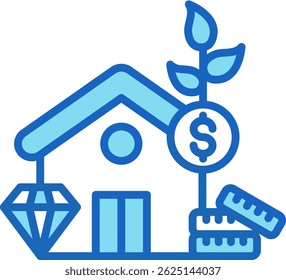 Asset Growth Icon Blue Vector Illustration