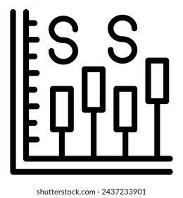 Umrissvektor des Asset-Wachstums-Symbols. Handel kurbelt die Einkommen an. Kapitalgewinn