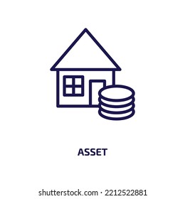 asset icon from cryptocurrency collection. Thin linear asset, business, finance outline icon isolated on white background. Line vector asset sign, symbol for web and mobile