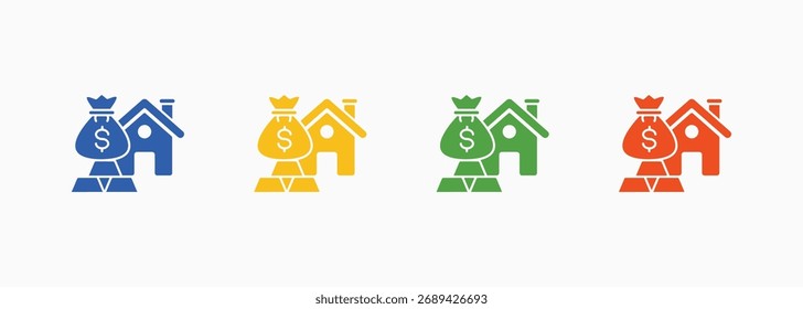 Conjunto de ícones de ativos Cor Coleção de vários estilos