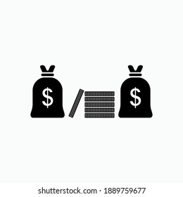 Asset Icon. Stack Coins, Money Bag, Capital Symbol - Vector