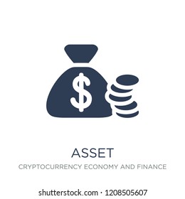 asset icon. Trendy flat vector asset icon on white background from Cryptocurrency economy and finance collection, vector illustration can be use for web and mobile, eps10