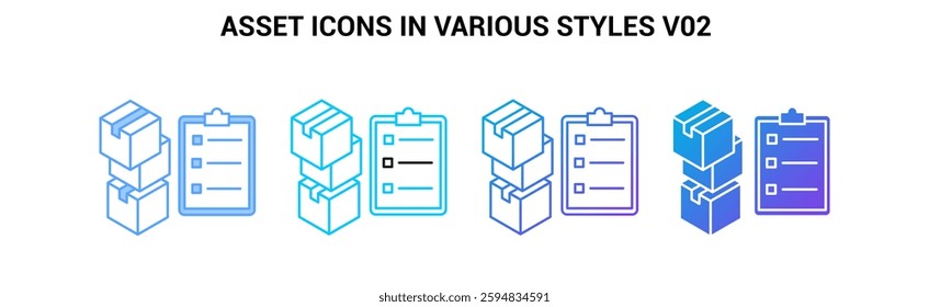 Asset icon visualized simply Blue, Dualline, Gradient, Fill style.