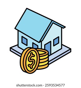 Asset isometric outline 3d mini illustration icon, use for modern concept, UI or UX kit, web and app development. related to business, finance, economy.