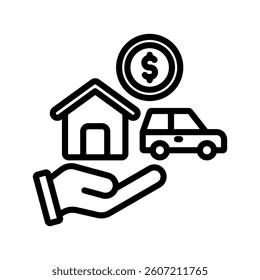Asset Line Vector Illustration On White Background.