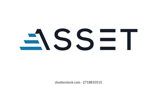 asset logo design, typography text asset logo graphic, ladder business vector icon concept