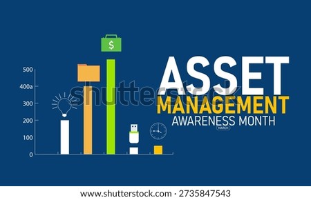 Asset Management Awareness Month Vector Inventory Tracking Software Tools Equipment Finance Organization March Banner Design Business Stock Graphic Template