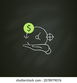 Asset management chalk icon. Accurate amortization rates. Expensing cost process. Calculation loan payment amount. Business concept.Isolated vector illustration on chalkboard