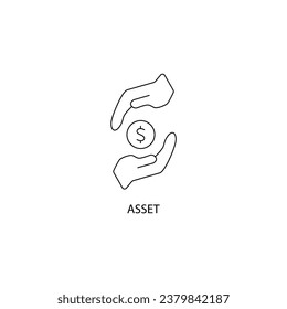 Icono de línea de concepto de administración de activos. Ilustración de elemento simple.Diseño de símbolos de esquema de concepto de administración de activos.