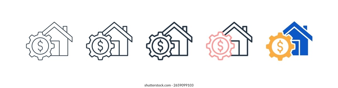 Asset Management different style icons set vector illustration.