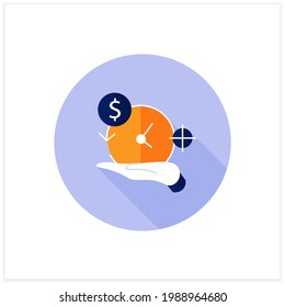 Asset management flat icon. Accurate amortization rates. Expensing cost process. Calculation loan payment amount. Business concept. Vector illustration