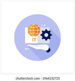 IT asset management flat icon.Decision making for IT environment.Financial, contractual functions.Business concept. Vector illustration