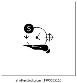 Asset management glyph icon. Accurate amortization rates. Expensing cost process. Calculation loan payment amount. Business concept.Filled flat sign. Isolated silhouette vector illustration