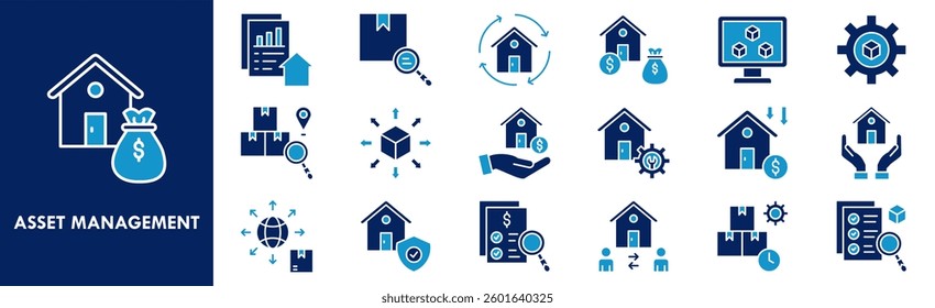 Asset Management icon collection set. Containing design business, management, investment, finance, money