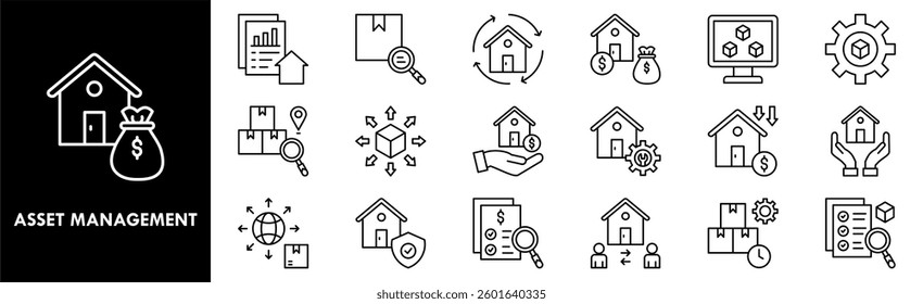 Asset Management icon collection set. Containing design business, management, investment, finance, money