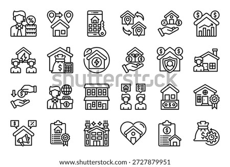 Asset Management Icon Collection Set. Clean Outline Vector Illustration.