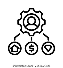 Asset Management icon line vector illustration