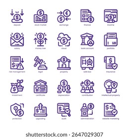 Asset Management Icon pack for your website, mobile, presentation, and logo design. Asset Management Icon line basic color design. Vector graphics illustration and editable stroke.