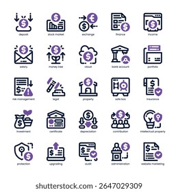 Asset Management Icon pack for your website, mobile, presentation, and logo design. Asset Management Icon dual tone design. Vector graphics illustration and editable stroke.