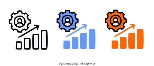 Conjunto de iconos de gestión de activos con toma de decisiones, empresa, documento, cliente, inversor, inversión, Cuenta bancaria, cartera, propiedad, icono de activos digitales. Vector dibujado a mano simple