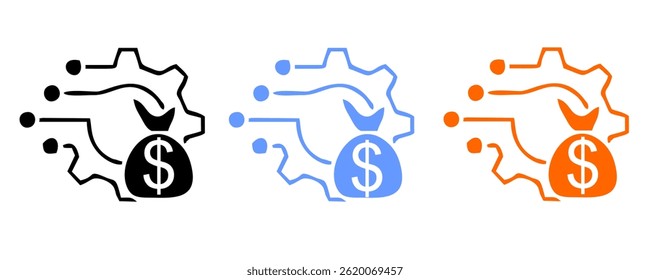 Asset Management icon set with decision making, company, document, client, investor, investment, bank account, wallet, property, digital asset icon. Simple handdrawn vector