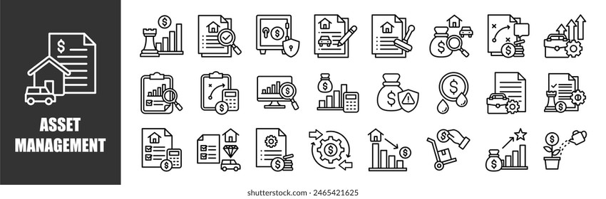 conjunto de iconos de gestión de activos para Elementos de diseño