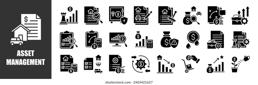 asset management icon set for design elements