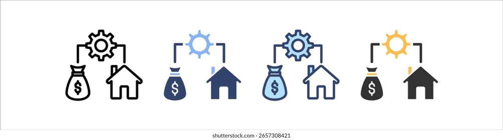 Conjunto de ícones do Gerenciamento de ativos Coleção de vários estilos