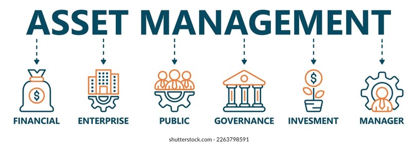 Asset Management icon vector illustration banner web icon for Asset, management, Financial, enterprise, public, governance, invesment, manager