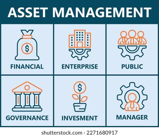 Asset Management icon vector illustration banner web icon for Asset, management, Financial, enterprise, public, governance, invesment, manager