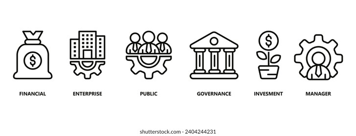 Asset Management icon vector illustration banner web icon for Asset, management, Financial, enterprise, public, governance, invesment, manager