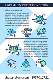 Asset Management Industry Flyer Template.Advertisement With Information. Infrastructure Asset, Physical Management Abstract Design.Layout Illustration Page With Icon