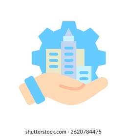 Icono de color plano de mini ilustración de gestión de activos, uso para guerras comerciales, economía, negocios, finanzas, competencia económica, interfaz de usuario, kit de UX, desarrollo de App y Web, digital o impreso.