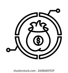 Asset Management Vector Line Icon Design