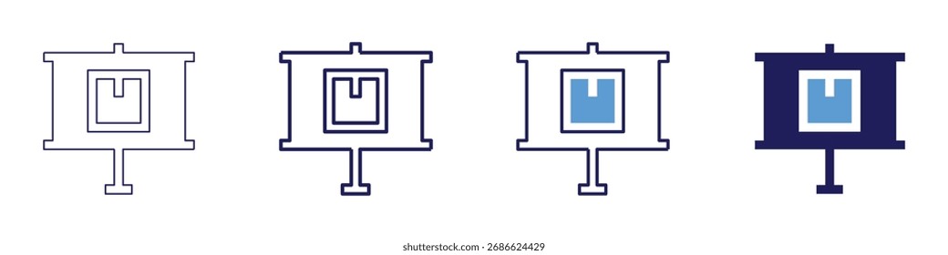 Icono de fusión de activos en 4 estilos diferentes. Línea delgada, línea, línea en negrita, duotono. Estilo duotono. Trazo editable.
