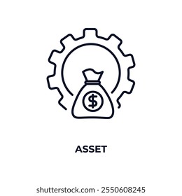 asset  outline icon. Linear vector from cryptocurrency concept. Thin line asset  icon isolated on white background