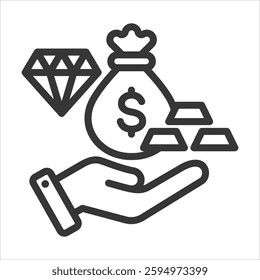 Asset Outline Icon Vector Illustration