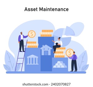 Asset Preservation concept. Prioritizing the stability and upkeep of investments to ensure lasting financial health. Maintaining an even distribution of assets. Flat vector illustration