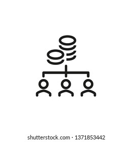 Asset relocation line icon. Money, cash, flowchart, people. Investment concept. Vector illustration can be used for finance management, diversification, expense, portfolio