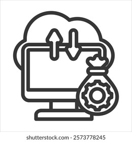 Asset Retrieval Outline Icon Vector Illustration