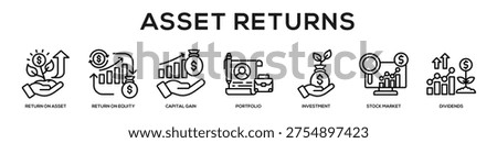 Asset Returns web banner icon illustration concept