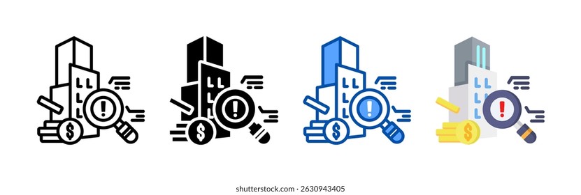 Asset risk analysis icon set bundle. Multi style icon collection perfect for websites, apps, and presentations. Simple vector icon collection